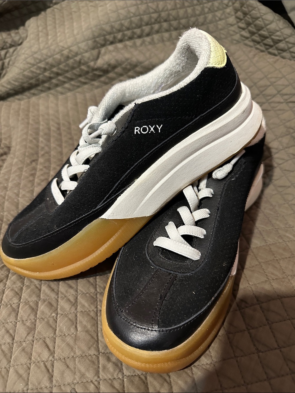 Roxy Joey Women's Black Suede & White Platform Sneakers 8